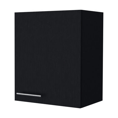 1-Door Black Wall Cabinet For Small Kitchens - Space & Stylish Modern Enhance Spaces