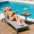 Outdoor Round Glass Coffee Table,Black Side Table for Patio