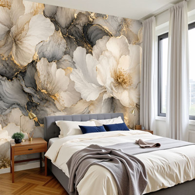 Papier peint adhésif auto-adhésif moderne pour la chambre à coucher à motif floral pelez et collez L 69 po x l 96 po