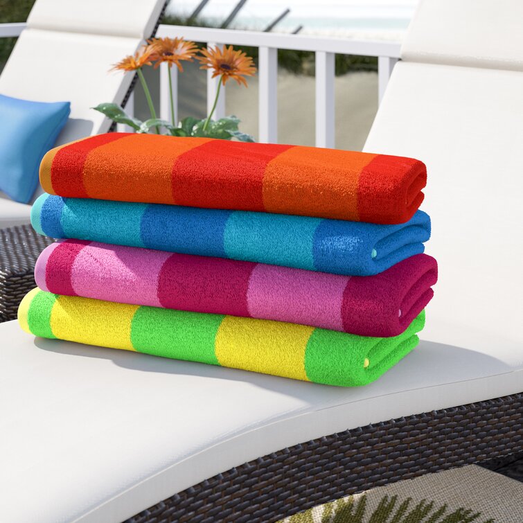 COLOURED STRIPE TERRYCLOTH TOWEL - Multicolored