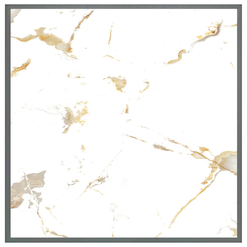 Cascades Gold Marble - Single Picture Frame Print, 76cm H x 76cm W x 4cm D, Grey Framed