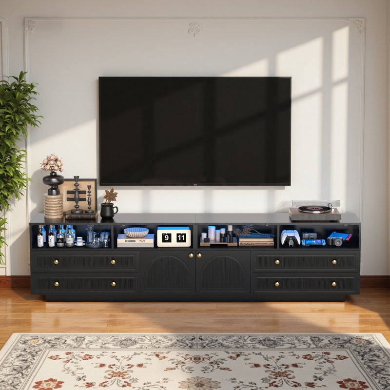 86,6 po. Meuble télé 86,6 po., Noir