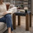 Belmont Square Granite Veneer End Table With Black Top and Brown Wood Legs-21" x 21"-715957562-715957565
