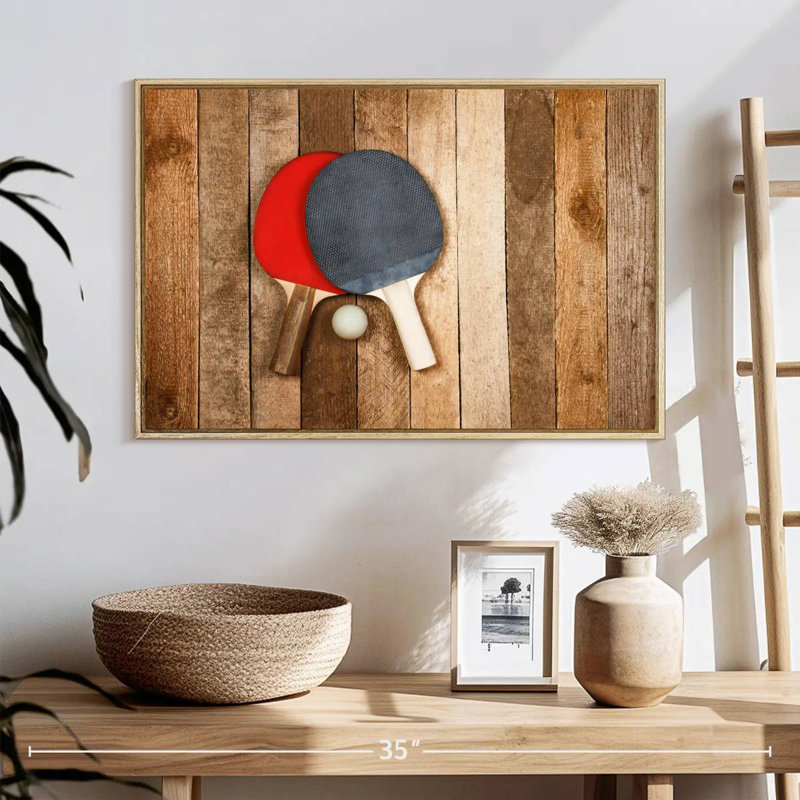 Ping-pong en bois, Cadre flottant en bois naturel, 25 po x 17 po