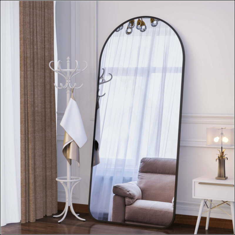 Arch Full Length Mirror Full Body Mirror For Bedroom Oversized Floor Mirror Large Standing Mirror Living Room Dressing Mirror Leaning Against Wall, Metal Frame