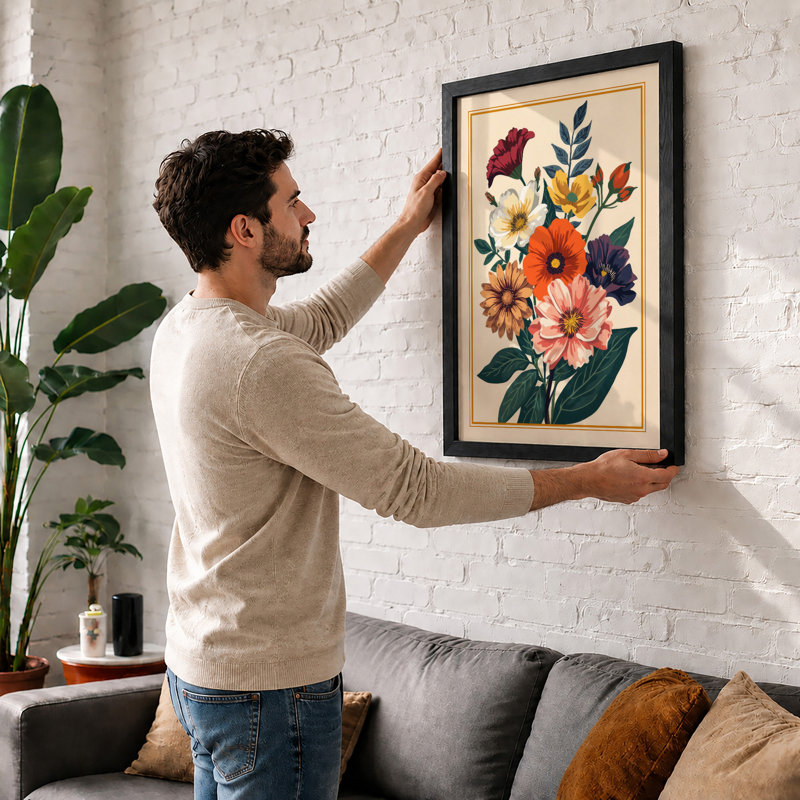 Bouquet Study Botanical - Framed Print, A3 - 42.0 x 29.7 cm, White