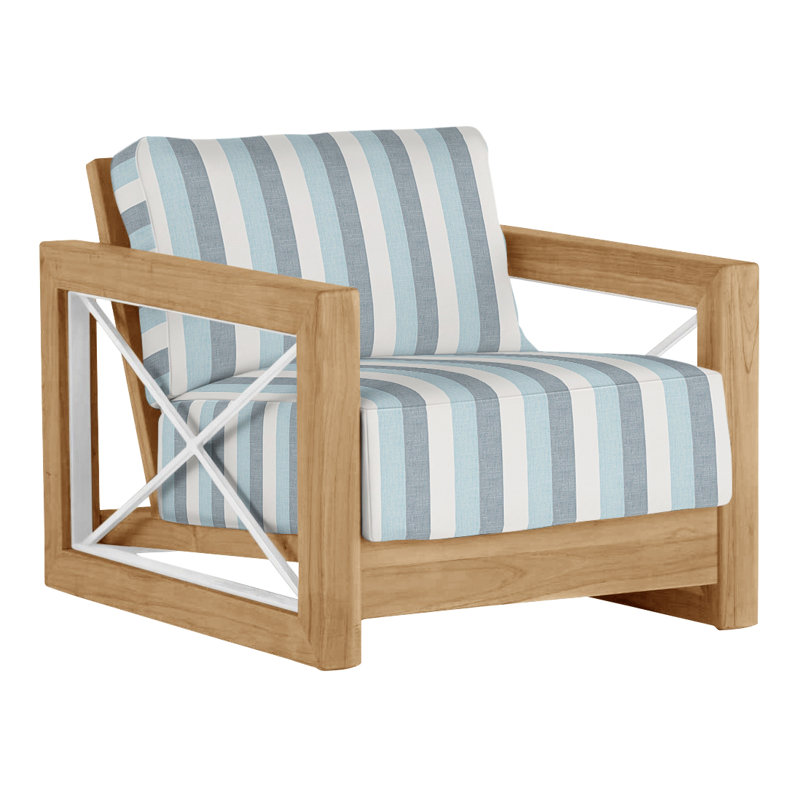 Malta Teak Outdoor Lounge Chair, No welt + Standard fill, Natural Teak, Perigold Direction Dew