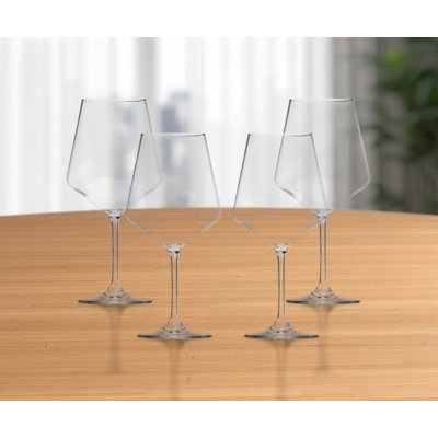 Set of Four Clear Tritan Plastic Stemmed All Purpose Wine Glasses
