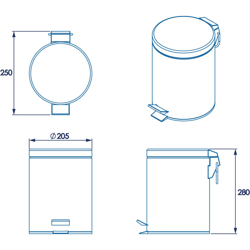 Britannia Metal Step On Kitchen Trash Can, 5 L