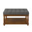 Grande table basse avec repose-pieds carré en lin capitonné et grand repose-pieds avec tablette en bois massif-125537985