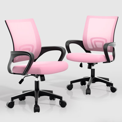 Chaise de bureau ergonomique à dossier moyen en filet avec accoudoirs et support lombaire Pierfranca