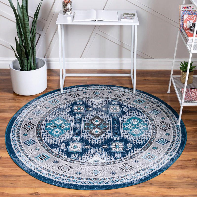 Tapis transitionnel Esveidy couleur carbone, Rond 8 pi