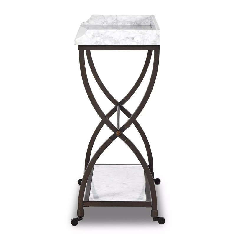 Six Beers 43'' W Console Table, White, Brown