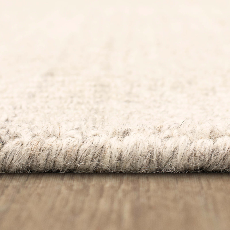 Wool Area Rug in Beige, Rectangle 5' x 8'