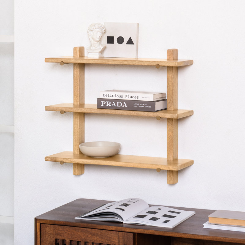 Francis Solid Wood Wall Mounted Shelves, Natural