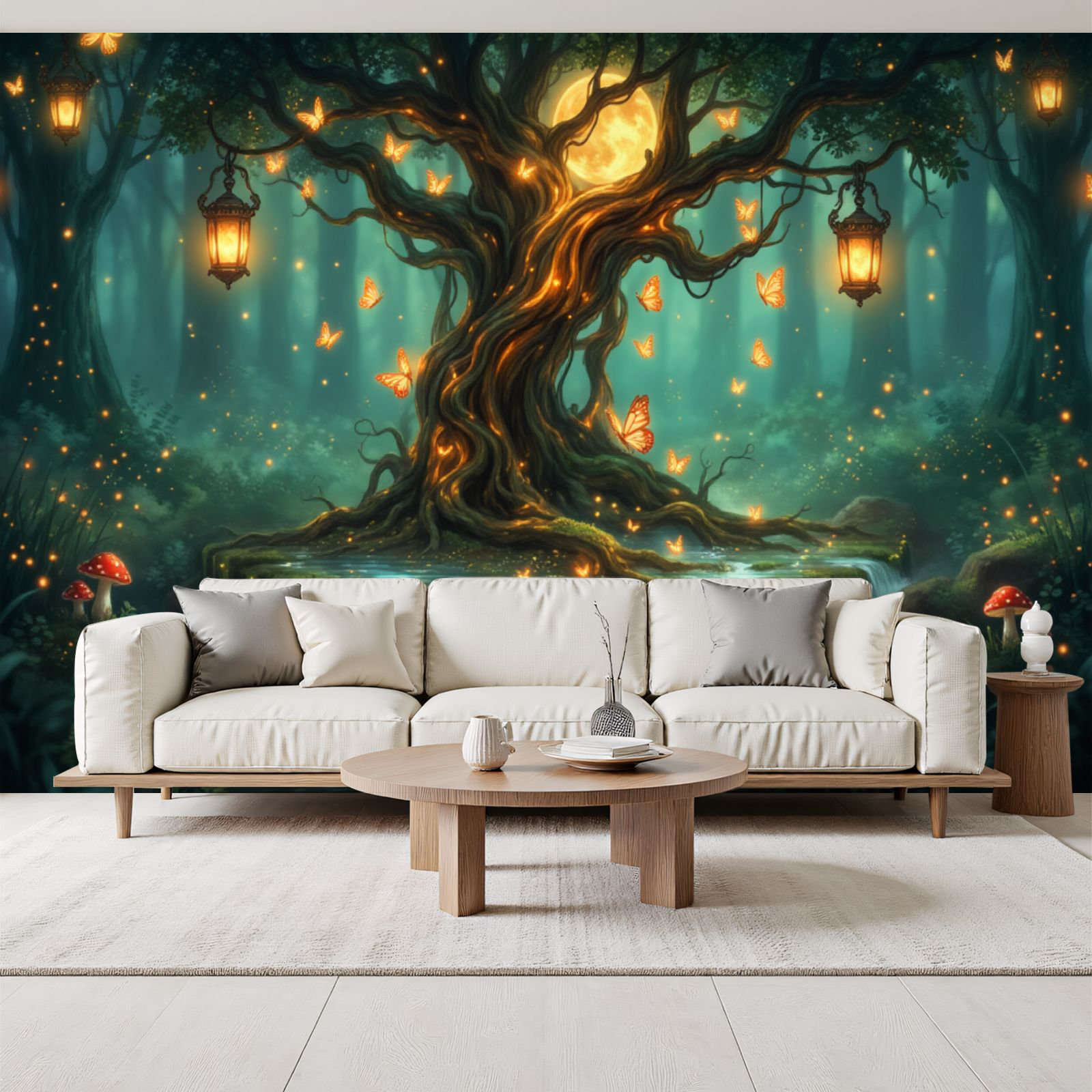 Red Barrel Studio Forest Peel and Stick Wallpaper Magical Tree Glowing ...