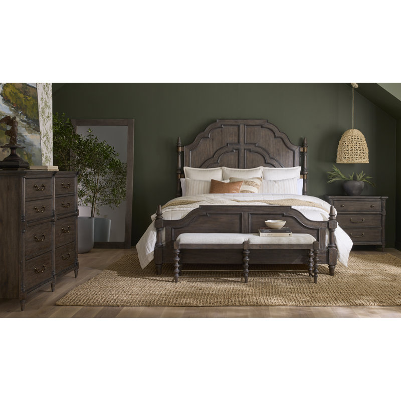 Chimney Smoke Upholstered Bed Bench with Rubberwood Legs