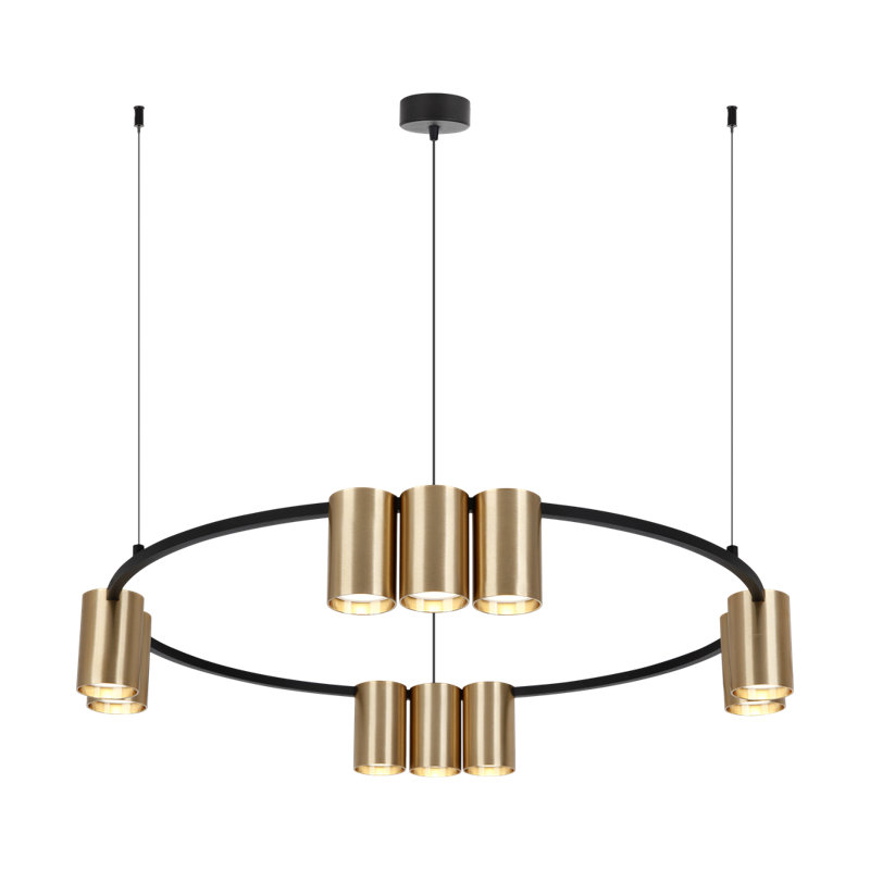 Cinta 10 - Light Waggon Wheel Pendant, Black, Gold