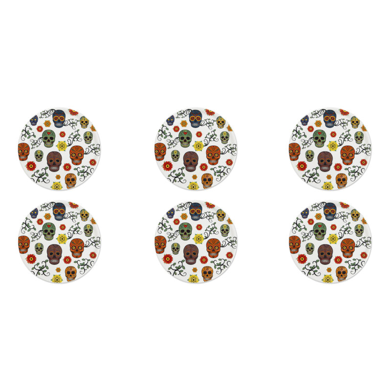 Excelsa set of 6 pizza plates Calavera porcelain 30,5x30,5 cm multicolor