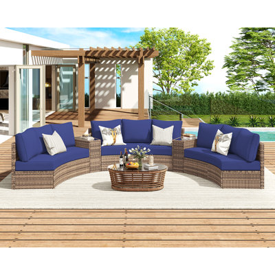 Maruska Outdoor Furniture Sets, 11 Piece Half-Moon Sectional Round Sofa Set