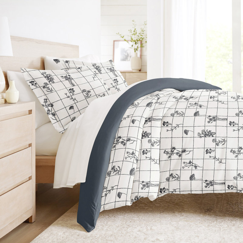 Duvet Cover Set Patterned Microfiber Ultra Soft Bedding in Flower Field, Twin Duvet Cover + 1 Standard Sham