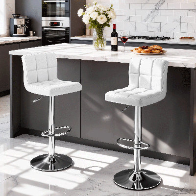 Tabourets de bar pivotants à 360 °, chaises de bar réglables en similicuir pour bar de cuisine ou de maison