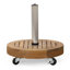  Porte-parapluies d'extérieur avec roulettes, base de parasol en bois d'acacia élégant avec tube en acier inoxydable, forme ronde, finition teck