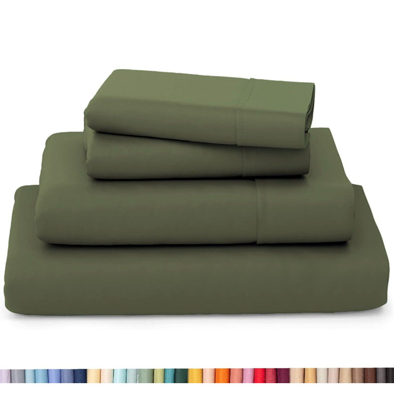 Ultra Soft Bamboo Sheet Set - 4 Pc Set - Wrinkle Resistant - Cooling Sheets with Deep Pockets, Olive