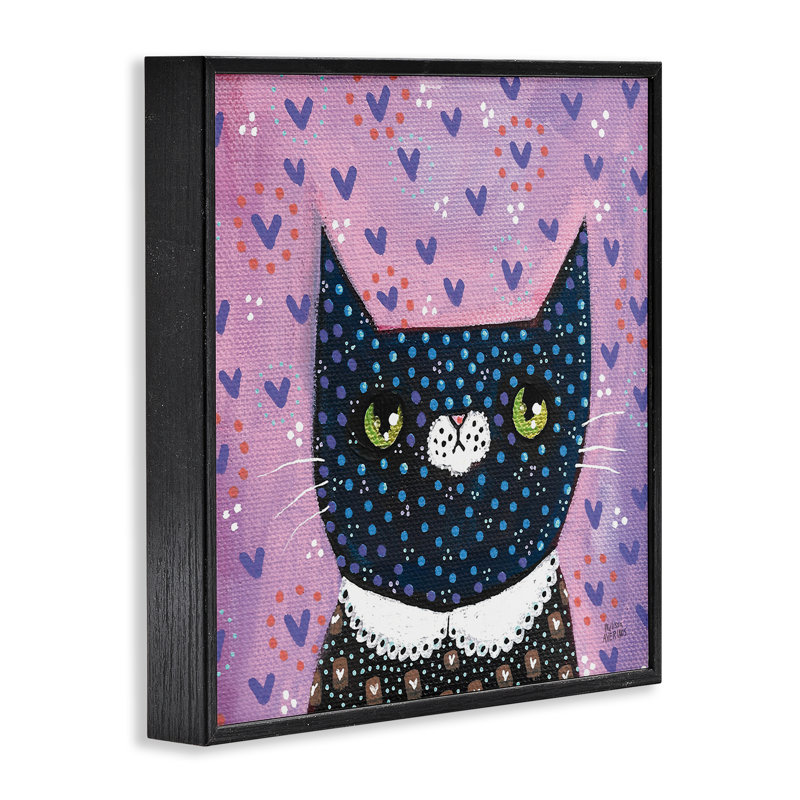 Art de giclée encadrée de chat fantaisiste par Melissa Averinos, H 12 po x l 12 po, Giclée encadrée noir minuit