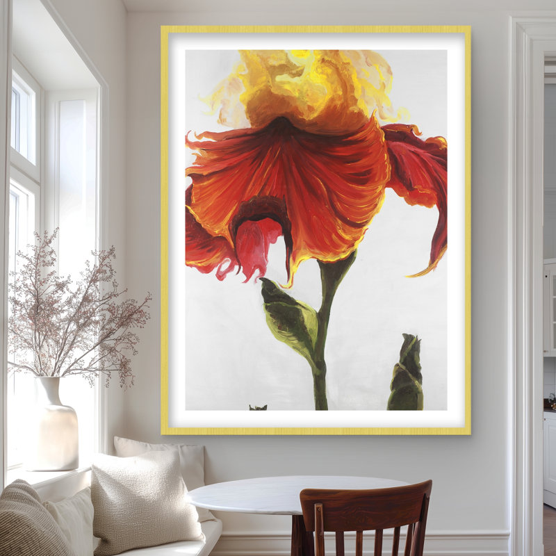 «Blossoming Lily Flower Print» - cadre encadré blanc