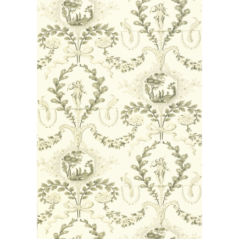 Jester Arabesque Wallpaper, Grisaille