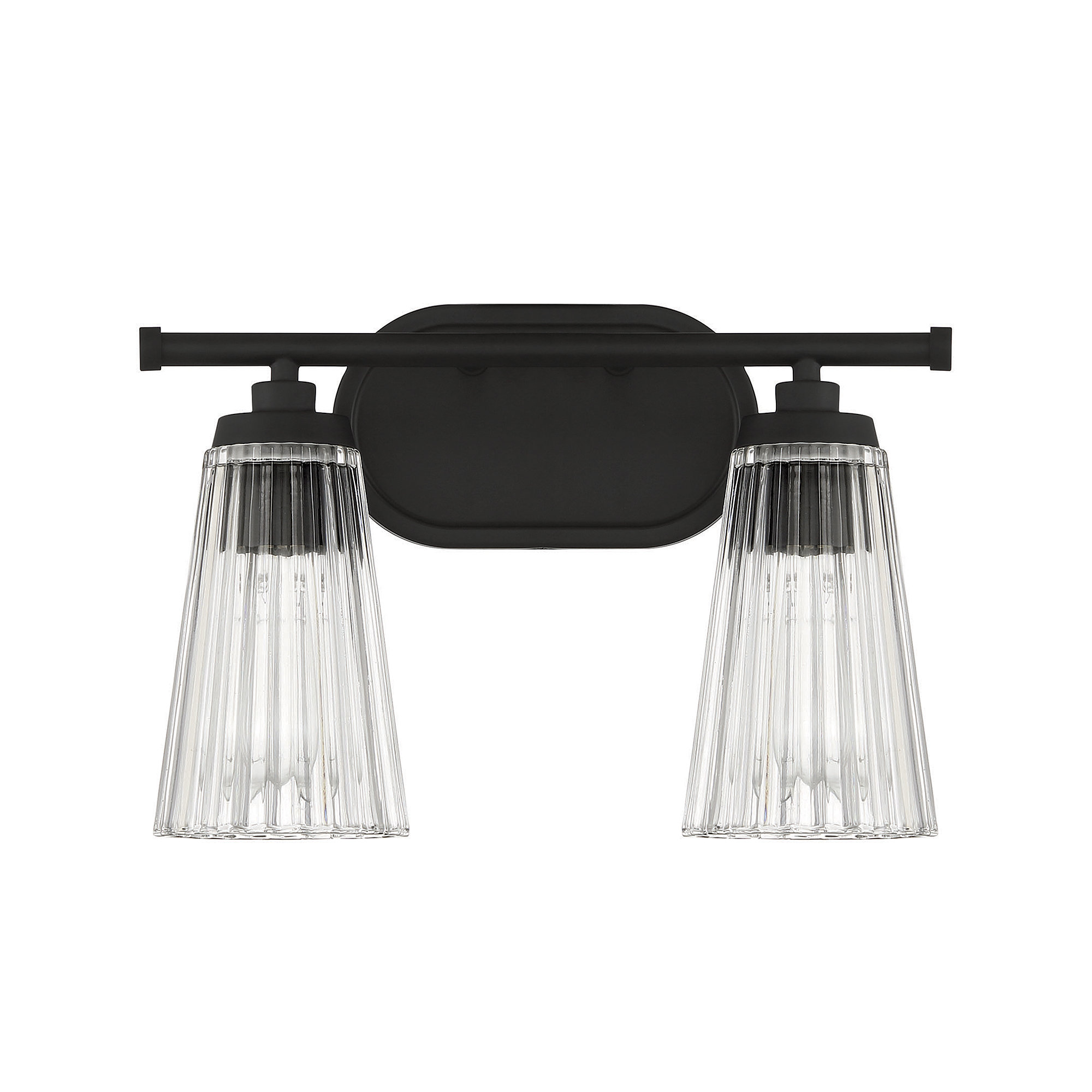 Jeanie Ribbed Dimmable Bath Sconce, 10" H x 14" W x 14" D, Black, 2 Lights