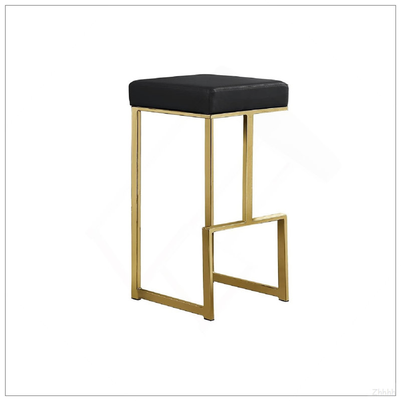 Ensemble de 2 tabourets de bar 31 po en simili cuir avec cadre en métal plaqué or, tabouret de comptoir sans dossier pour la salle à manger de cuisine, noir