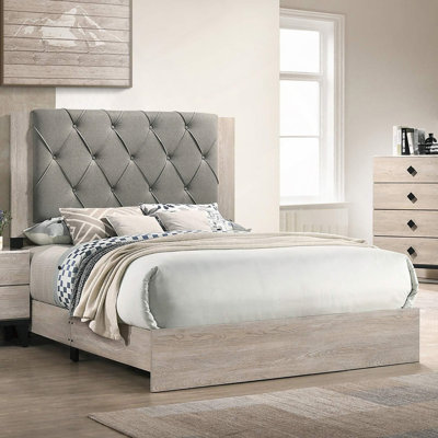 Rubberwood Frame Upholstered Bed