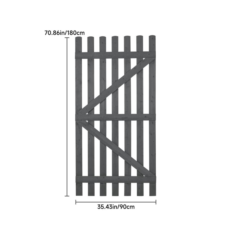 Caskey Garden Wood Fence Gate with Latch, 180cm H x 90cm W x 1.5cm D