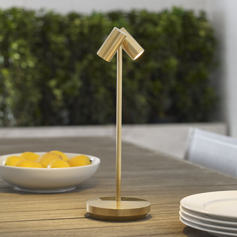 Doppia Accent Rechargeable Table Lamp, Natural Brass