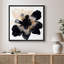 "Bold" noir et beige abstrait floral sur fond blanc - impression sur toile encadrée-480928984-480928985
