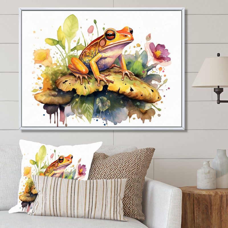 «Leaping Frogs Amphibians II - Frog», art mural, Cadre flottant blanc, H 30 po x l 40 po x P 1,5 po