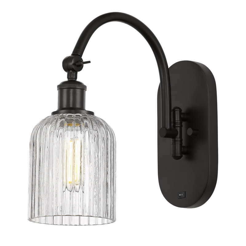 Fiennes Steel Armed Sconce, Oil Rubbed Bronze, Clear