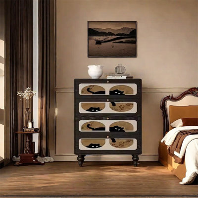 Solid Ash Wood Storage Cabinet with Drawers