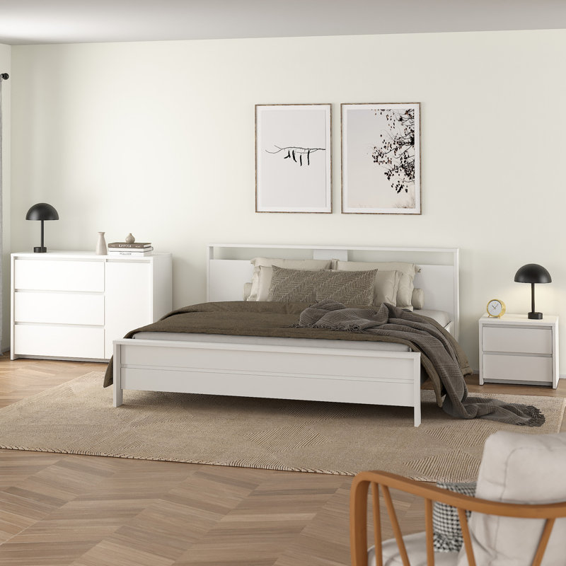 Borislava 51.6cm W Plywood / Laminate Board Bedside Table, White