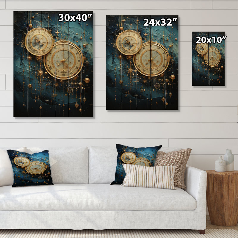 Astrologie de tapisserie céleste mélangée sur bois, H 32 po x l 24 po x P 0,78 po