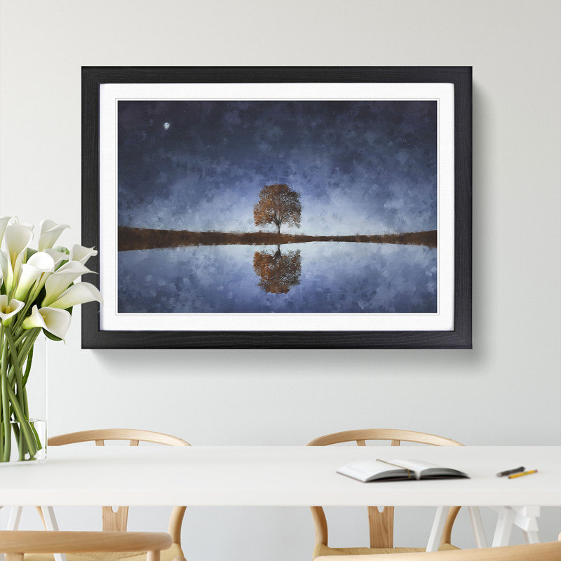 Tree at Dusk Vol.3 - Picture Frame Graphic Art, 48cm H x 65cm W x 2cm D, Black
