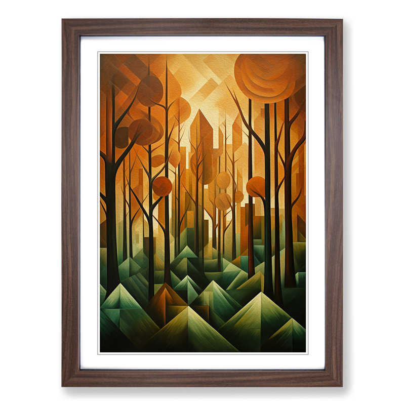 Forest Cubism No.2 - Framed Print, Walnut Framed, 34cm H x 25cm W