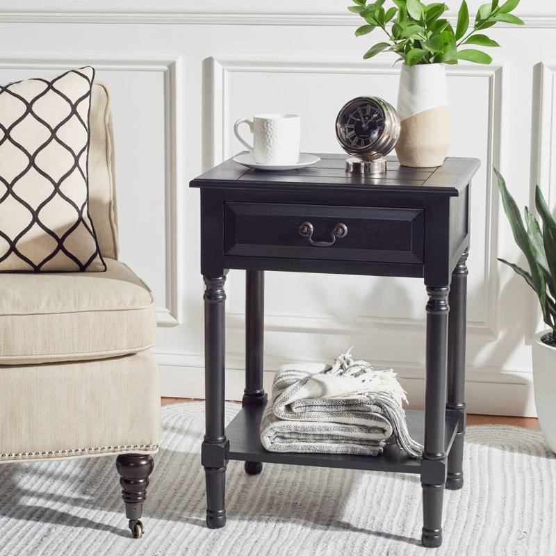 Peters End Table with Storage, Black