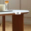 Table basse ovale en bois manufacturé blanc massif-1559770197