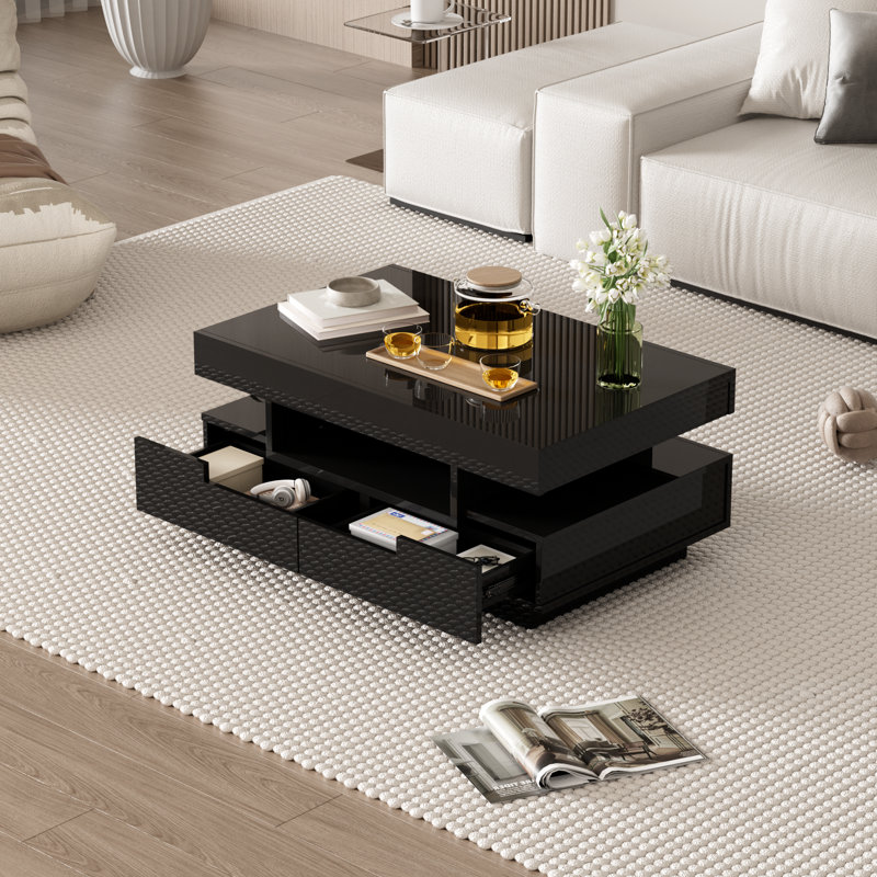 Coffee Table with Storage, Black