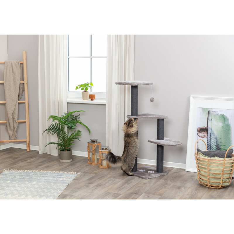 TRIXIE Altea 46.1" Cat Tree with Sisal Scratching Posts, 3 Plush Platforms, Dangling Cat Toy, Dark Gray