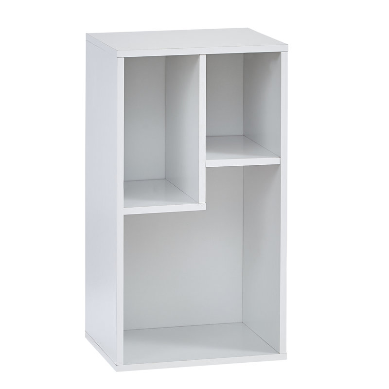 Axlan 2-Tier 3-Cube Open Bookcase, Small Bookshelf with Shelf, Storage Organizer for Home Office, Living Room, White