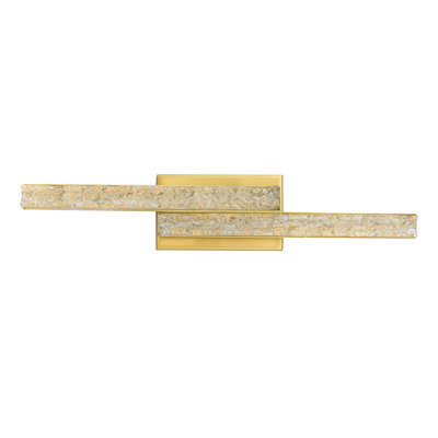 Integrated LED 24" Brass Modern Vanity Light with Handmade Textured Glass for Bathrooms Powder Rooms Dressing Rooms